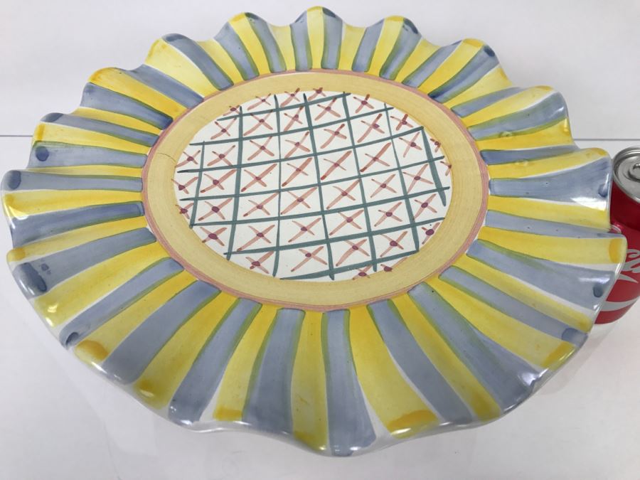 MacKenzie-Childs Hand-Painted Ceramics 'Madison' Pattern Footed Cake Stand [Photo 6]