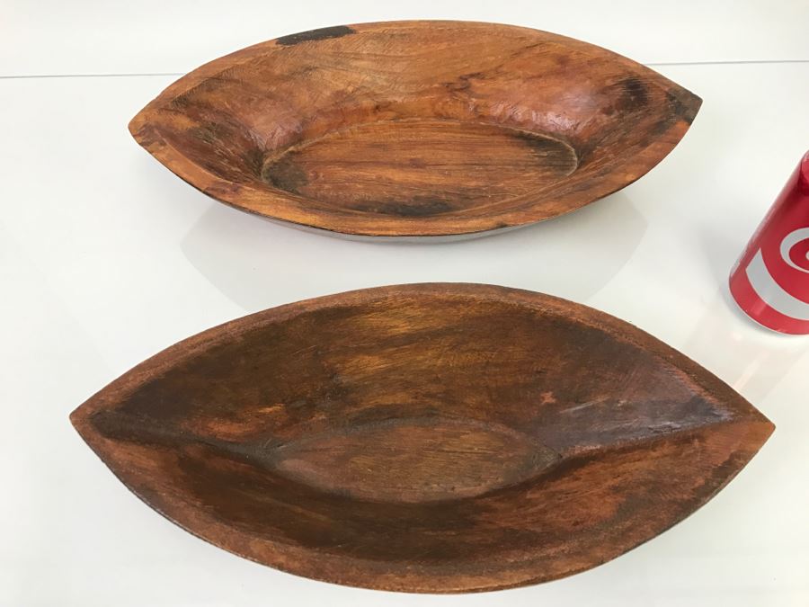 Pair Of Carved Wooden Bowls From India [Photo 2]