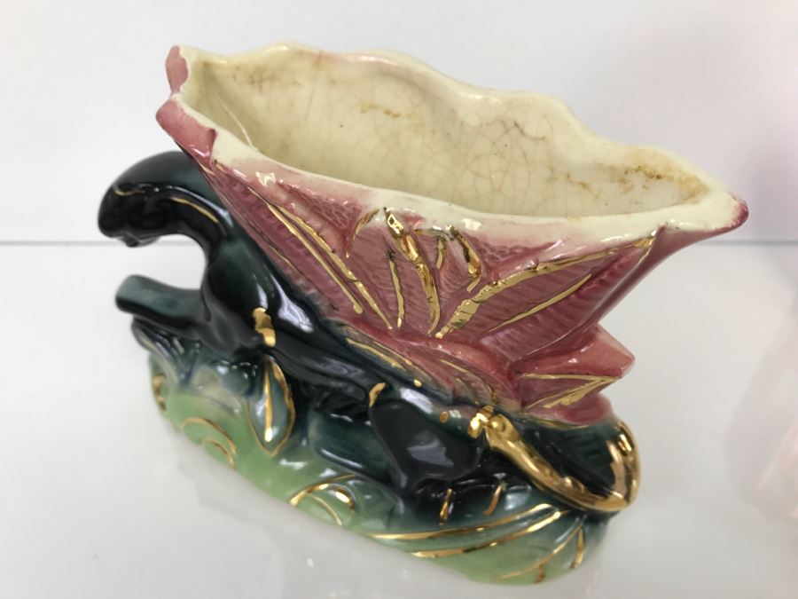 Black Panther Ceramic Planter And Pair Of Ceramic Birds [Photo 9]
