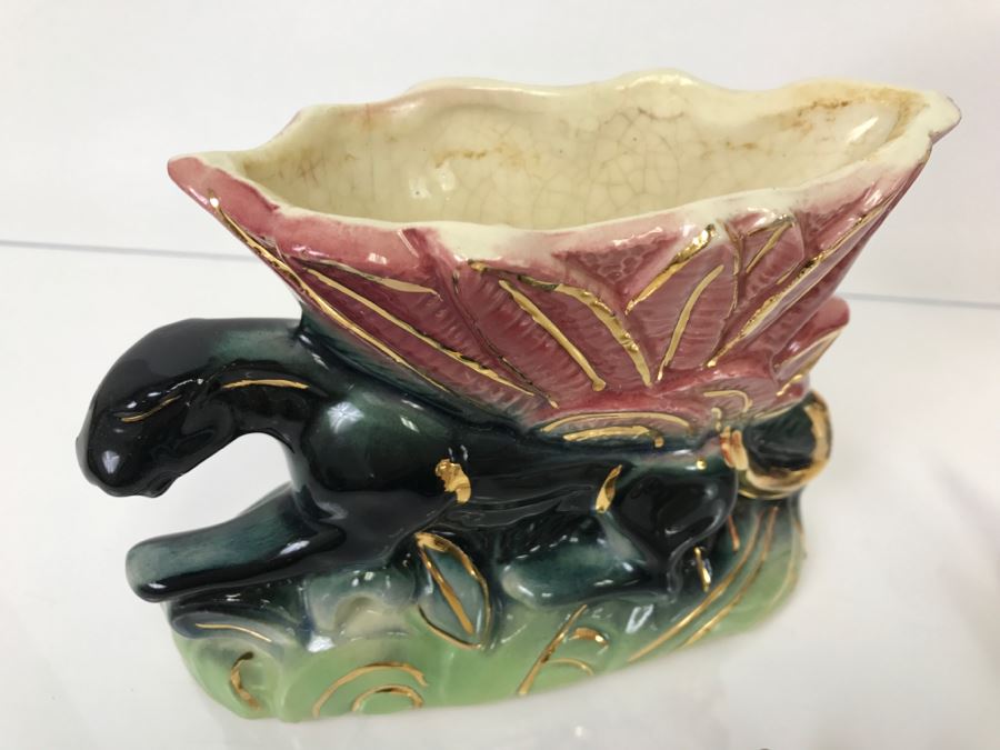 Black Panther Ceramic Planter And Pair Of Ceramic Birds [Photo 3]