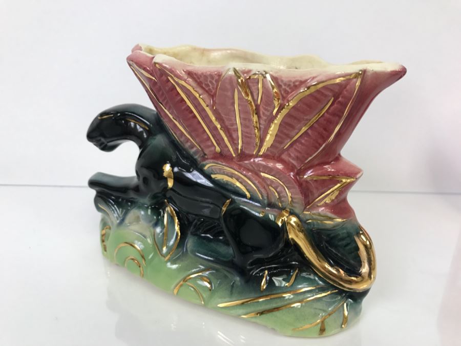 Black Panther Ceramic Planter And Pair Of Ceramic Birds [Photo 8]