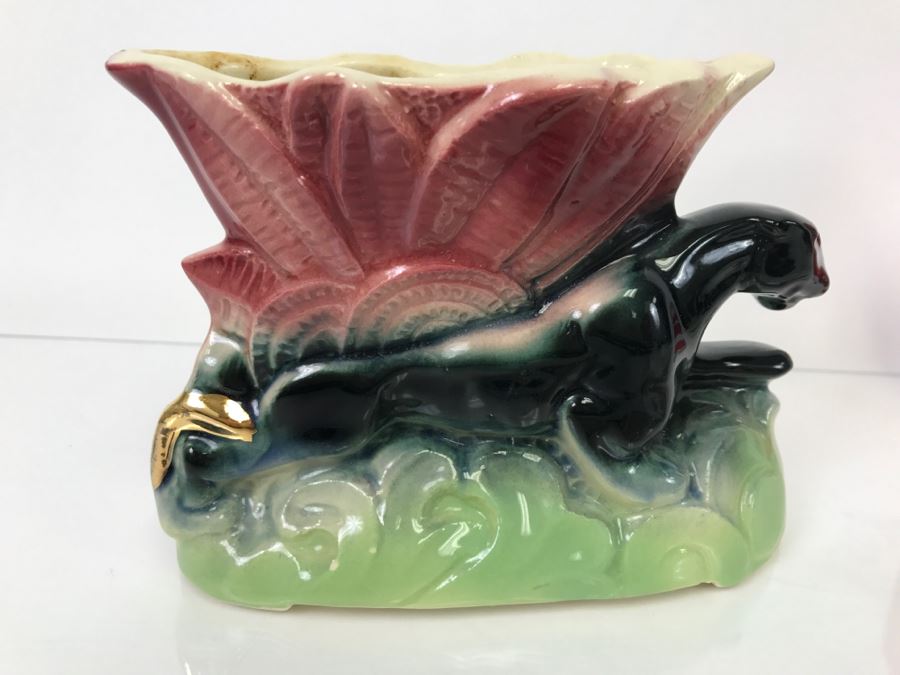 Black Panther Ceramic Planter And Pair Of Ceramic Birds [Photo 10]