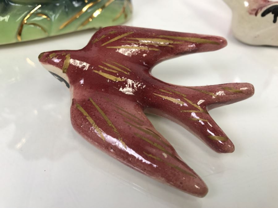 Black Panther Ceramic Planter And Pair Of Ceramic Birds [Photo 6]