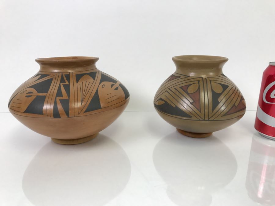Pair Of Mexican Pottery Bowls - One Bowl Is Signed BM [Photo 1]