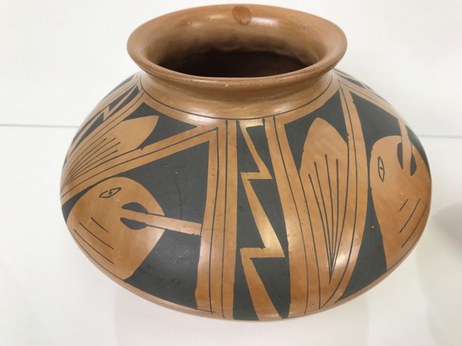 Pair Of Mexican Pottery Bowls - One Bowl Is Signed BM [Photo 3]