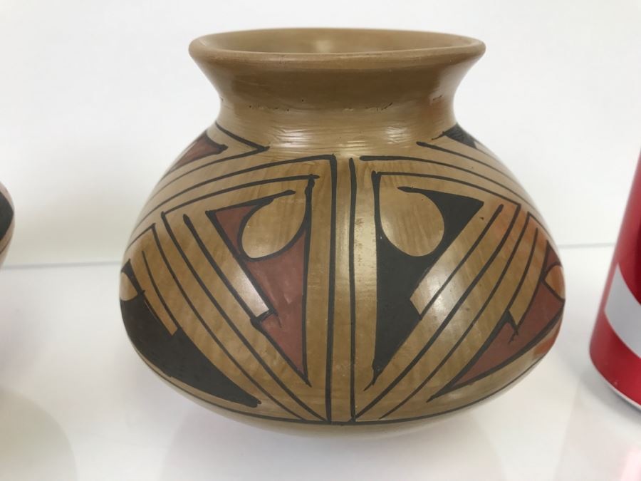 Pair Of Mexican Pottery Bowls - One Bowl Is Signed BM [Photo 5]