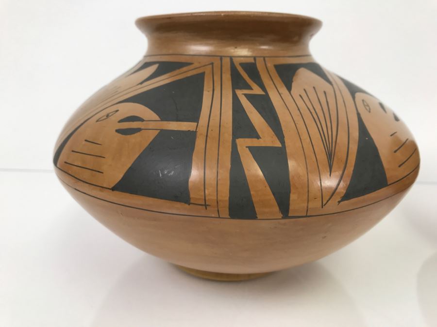 Pair Of Mexican Pottery Bowls - One Bowl Is Signed BM [Photo 2]