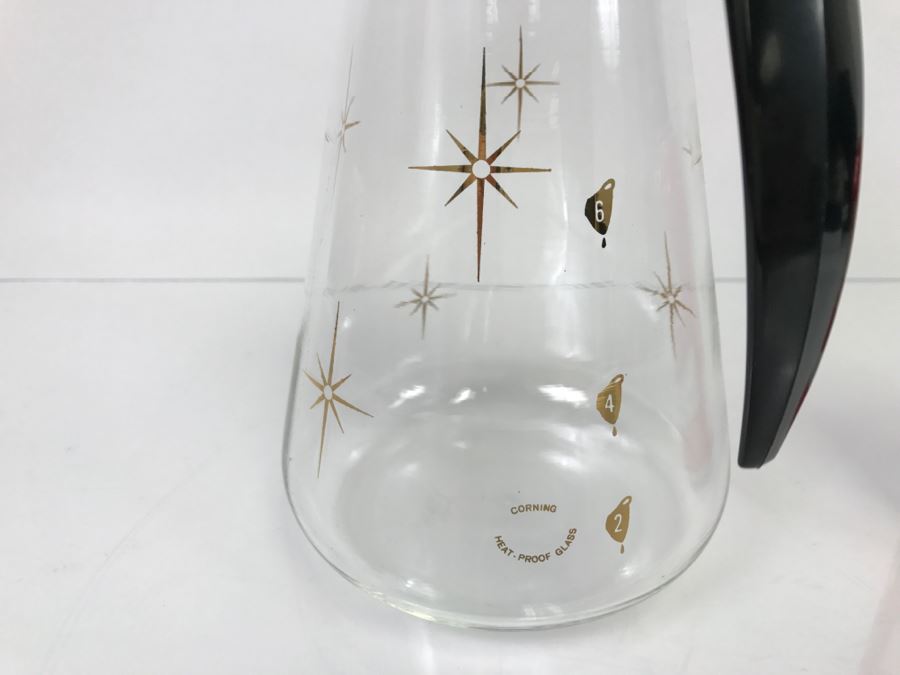 Vintage Mid-Century Modern Corning Coffee Carafe Gold Atomic Like New [Photo 3]
