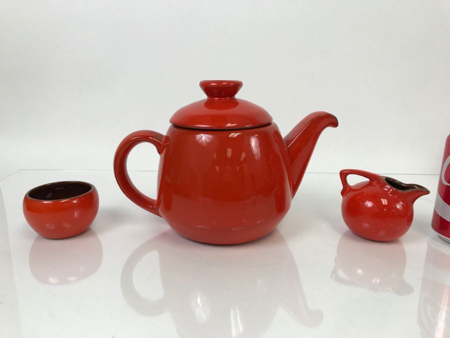 Vintage Frankoma Pottery Teapot, Creamer And Cup