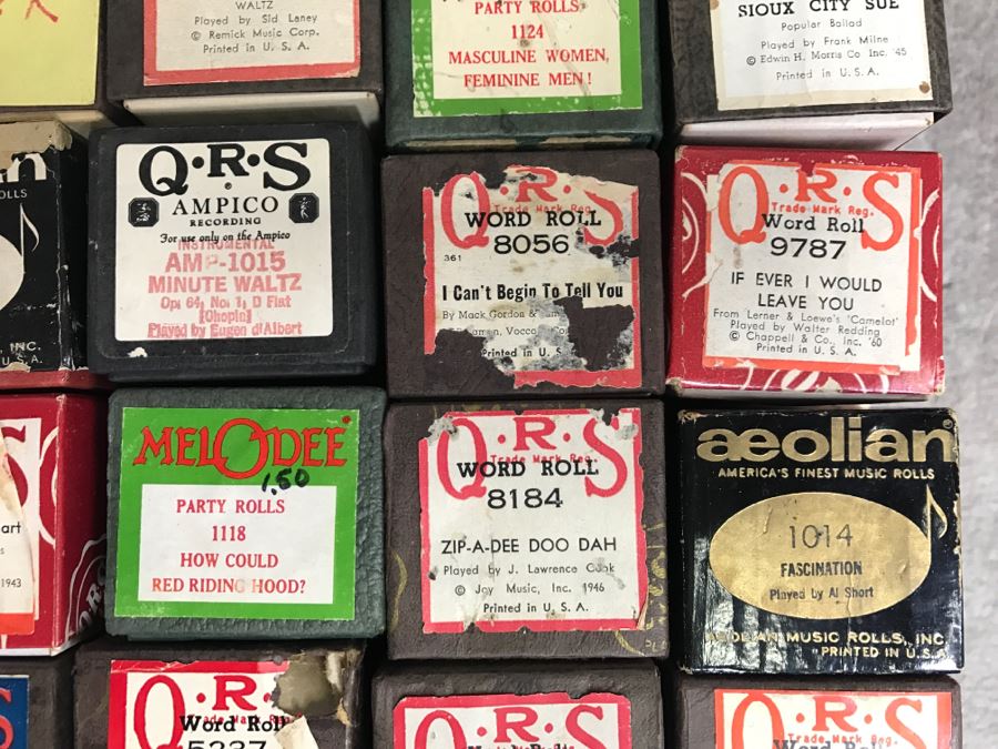 Box Of Various Vintage Piano Rolls For Player Piano Plus Player Piano Pump [Photo 9]