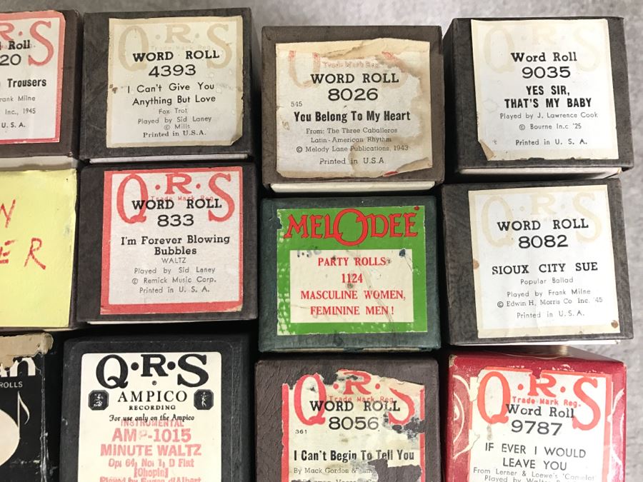 Box Of Various Vintage Piano Rolls For Player Piano Plus Player Piano Pump [Photo 10]