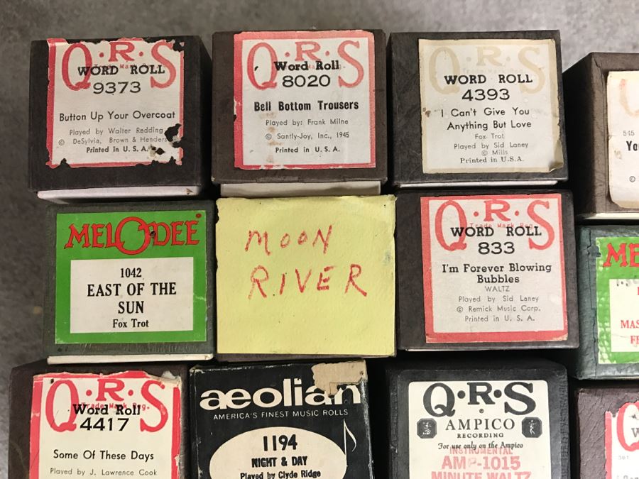 Box Of Various Vintage Piano Rolls For Player Piano Plus Player Piano Pump [Photo 5]