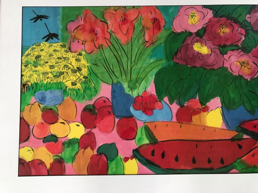 Walasse Ting Print Framed - Dots Under Loop - Listed Chinese Artist - 3'8' X 2'4' [Photo 2]