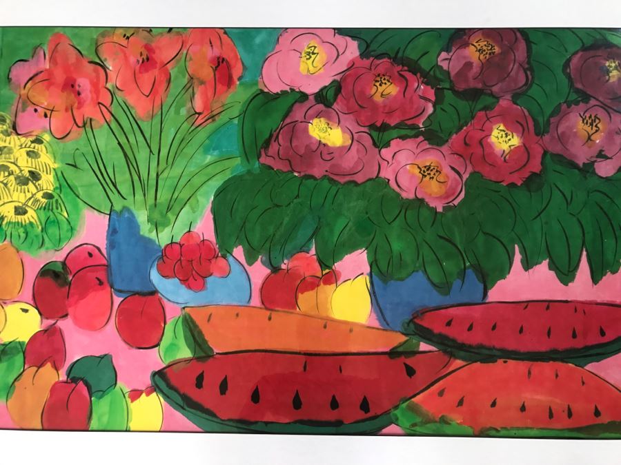 Walasse Ting Print Framed - Dots Under Loop - Listed Chinese Artist - 3'8' X 2'4' [Photo 3]