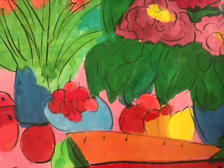 Walasse Ting Print Framed - Dots Under Loop - Listed Chinese Artist - 3'8' X 2'4' [Photo 8]