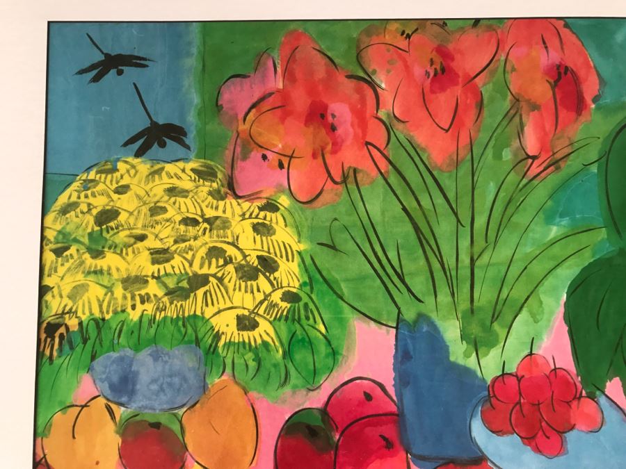 Walasse Ting Print Framed - Dots Under Loop - Listed Chinese Artist - 3'8' X 2'4' [Photo 7]