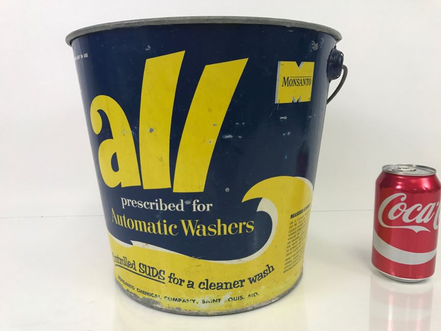 Vintage All Detergent Advertising Galvanzied Steel Bucket - 11'H X 1'1'R [Photo 2]