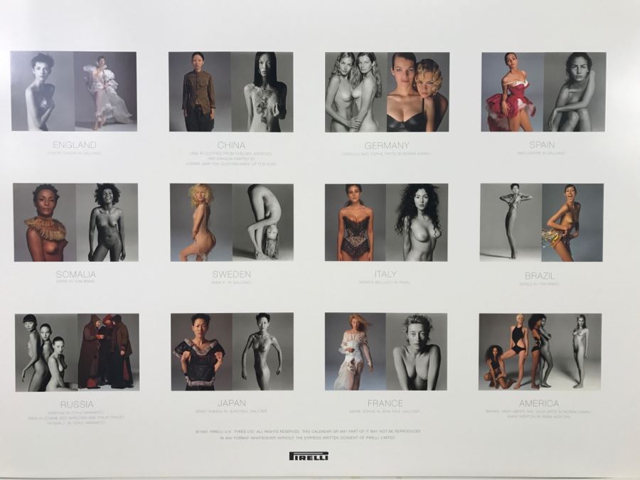 LARGE Collectible 1997 PIRELLI Calendar Girls Women Of The World By Richard Avedon Pirelli UK Tyres Limited - WARNING Nude Photos No. 13261 2'5' X 1'6' [Photo 21]