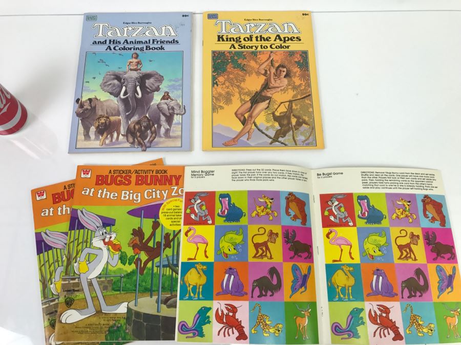(5) Vintage Tarzan Coloring Books And Bugs Bunny Sticker / Activity Books New Old Stock [Photo 7]