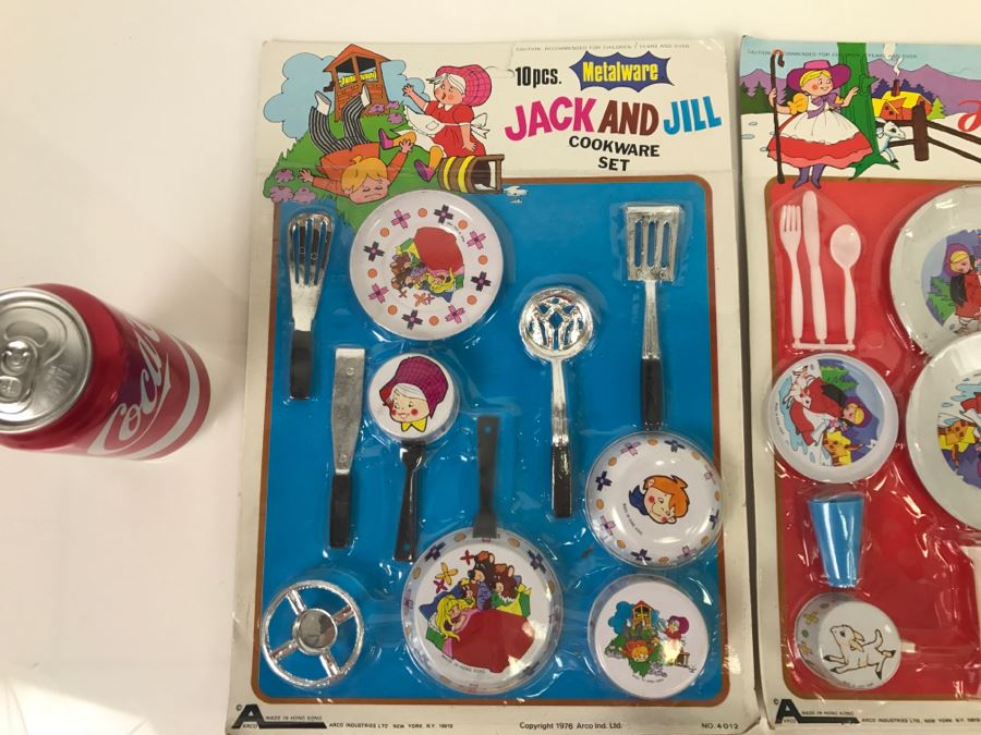 Vintage Metalware Doll House Dinner Cookware Sets + Doll House Crystal Set + Doll House Furniture With Bendable Doll All New Old Stock [Photo 6]