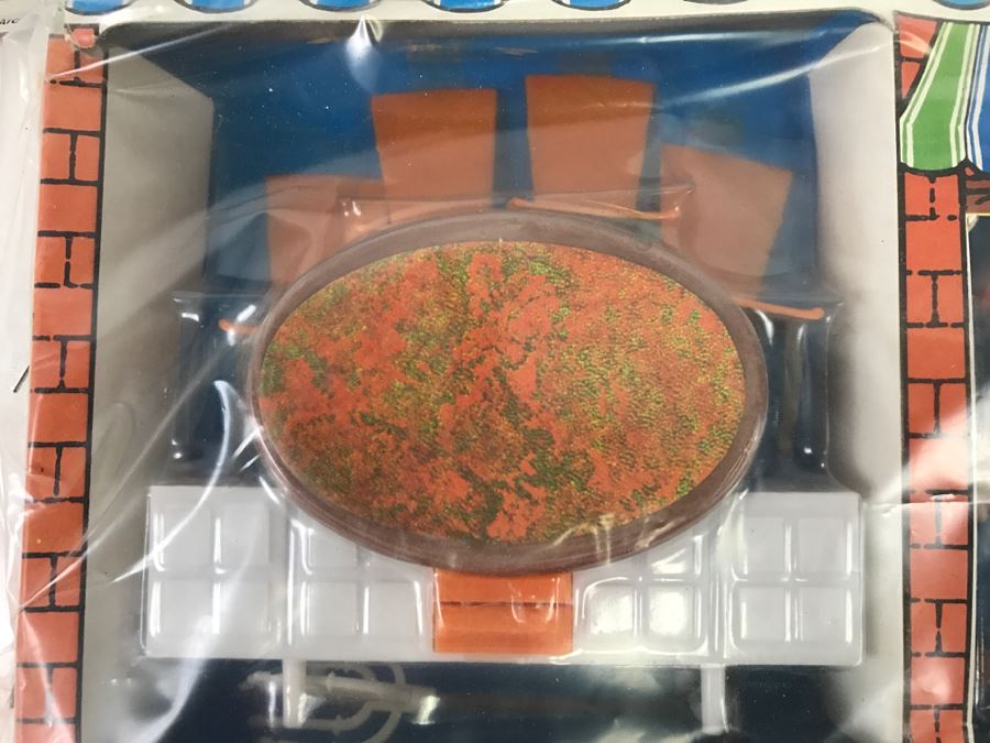 Vintage Metalware Doll House Dinner Cookware Sets + Doll House Crystal Set + Doll House Furniture With Bendable Doll All New Old Stock [Photo 21]