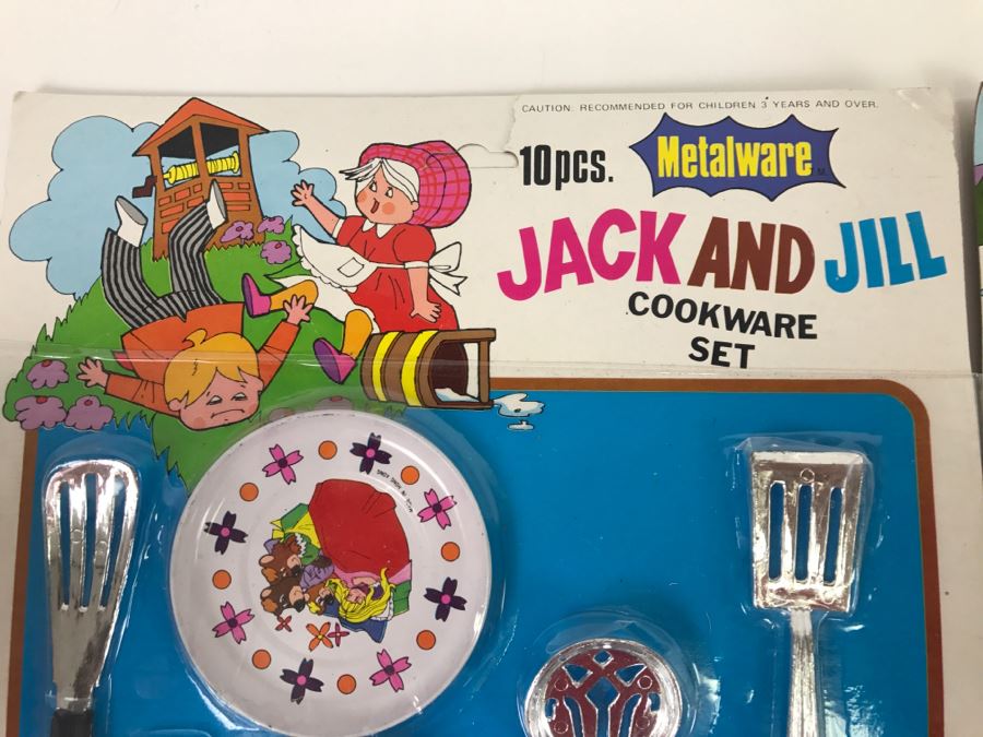 Vintage Metalware Doll House Dinner Cookware Sets + Doll House Crystal Set + Doll House Furniture With Bendable Doll All New Old Stock [Photo 7]