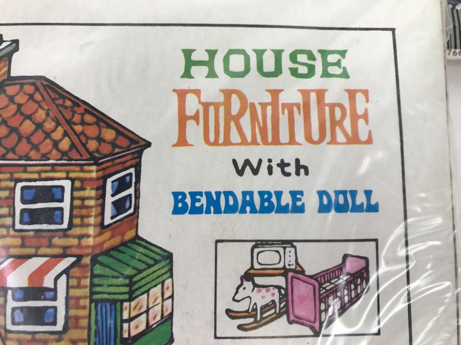 Vintage Metalware Doll House Dinner Cookware Sets + Doll House Crystal Set + Doll House Furniture With Bendable Doll All New Old Stock [Photo 25]