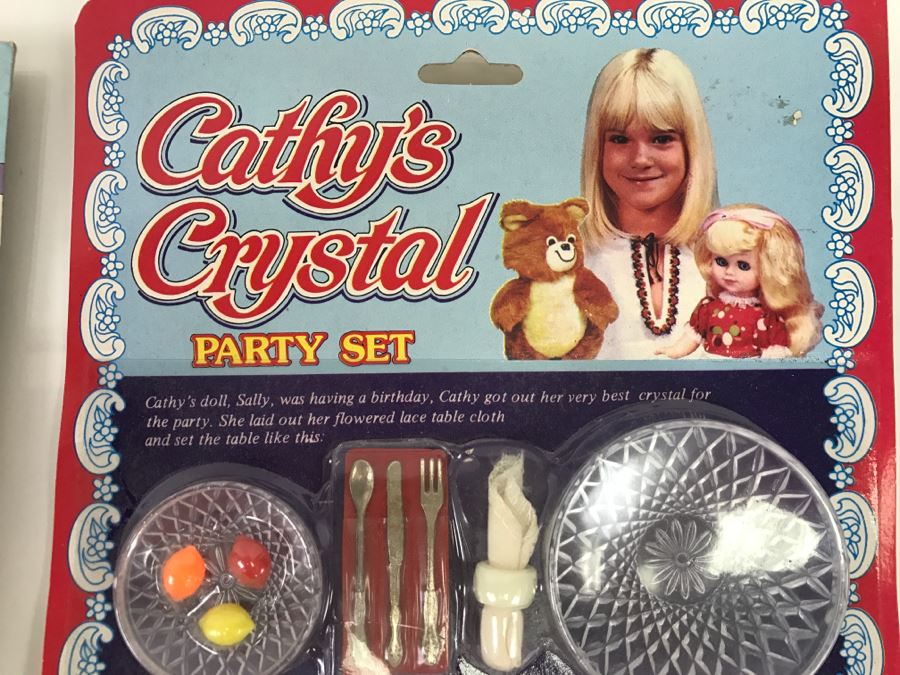 Vintage Metalware Doll House Dinner Cookware Sets + Doll House Crystal Set + Doll House Furniture With Bendable Doll All New Old Stock [Photo 16]