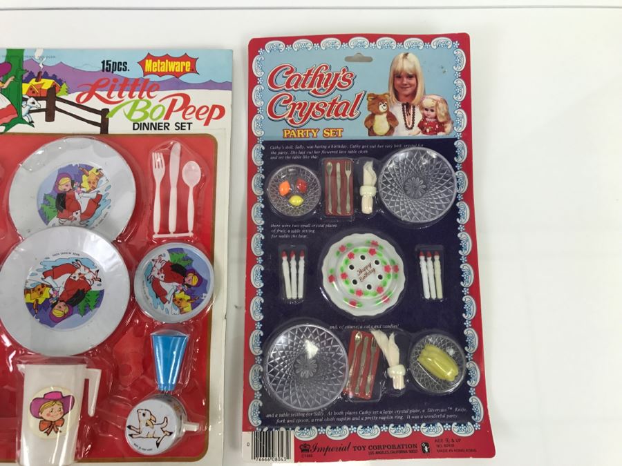 Vintage Metalware Doll House Dinner Cookware Sets + Doll House Crystal Set + Doll House Furniture With Bendable Doll All New Old Stock [Photo 15]