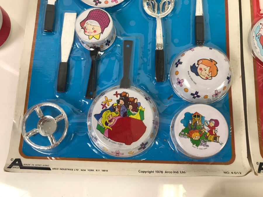 Vintage Metalware Doll House Dinner Cookware Sets + Doll House Crystal Set + Doll House Furniture With Bendable Doll All New Old Stock [Photo 11]