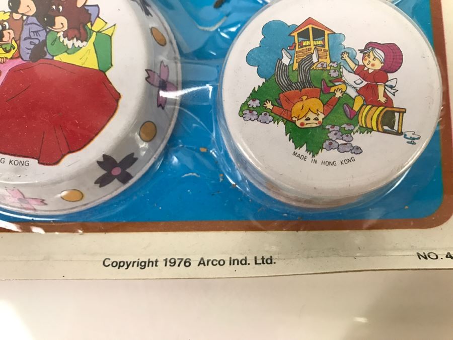 Vintage Metalware Doll House Dinner Cookware Sets + Doll House Crystal Set + Doll House Furniture With Bendable Doll All New Old Stock [Photo 13]