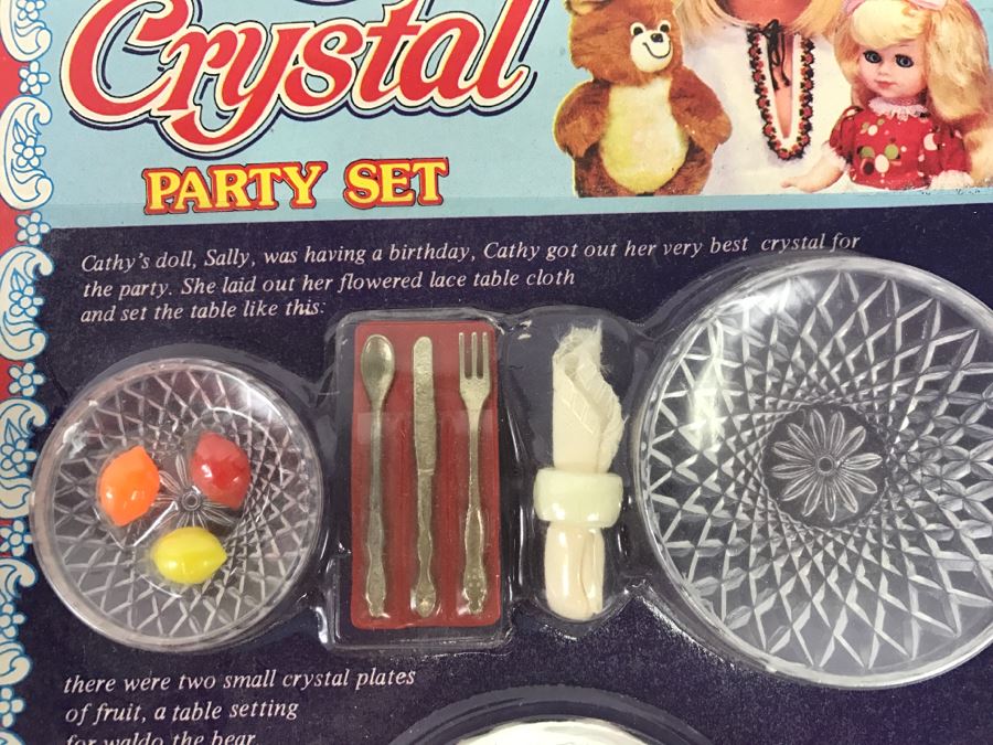 Vintage Metalware Doll House Dinner Cookware Sets + Doll House Crystal Set + Doll House Furniture With Bendable Doll All New Old Stock [Photo 17]