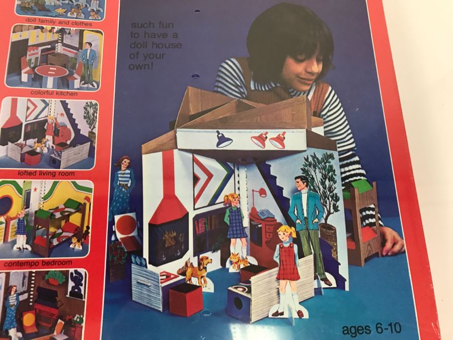 (2) The Country Playhouse And Contemporary Playhouse 4-Room House With Furnishings, Paper Dolls, Clothes Sealed New Old Stock [Photo 3]