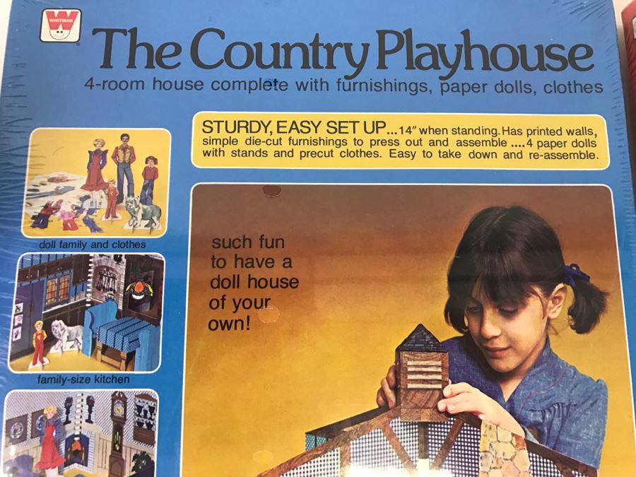 (2) The Country Playhouse And Contemporary Playhouse 4-Room House With Furnishings, Paper Dolls, Clothes Sealed New Old Stock [Photo 10]