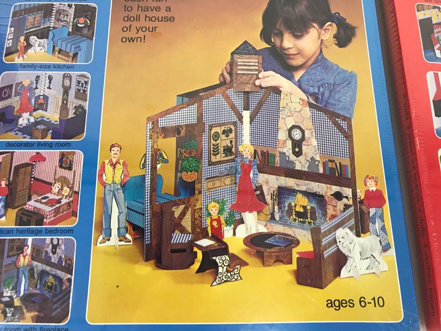 (2) The Country Playhouse And Contemporary Playhouse 4-Room House With Furnishings, Paper Dolls, Clothes Sealed New Old Stock [Photo 11]