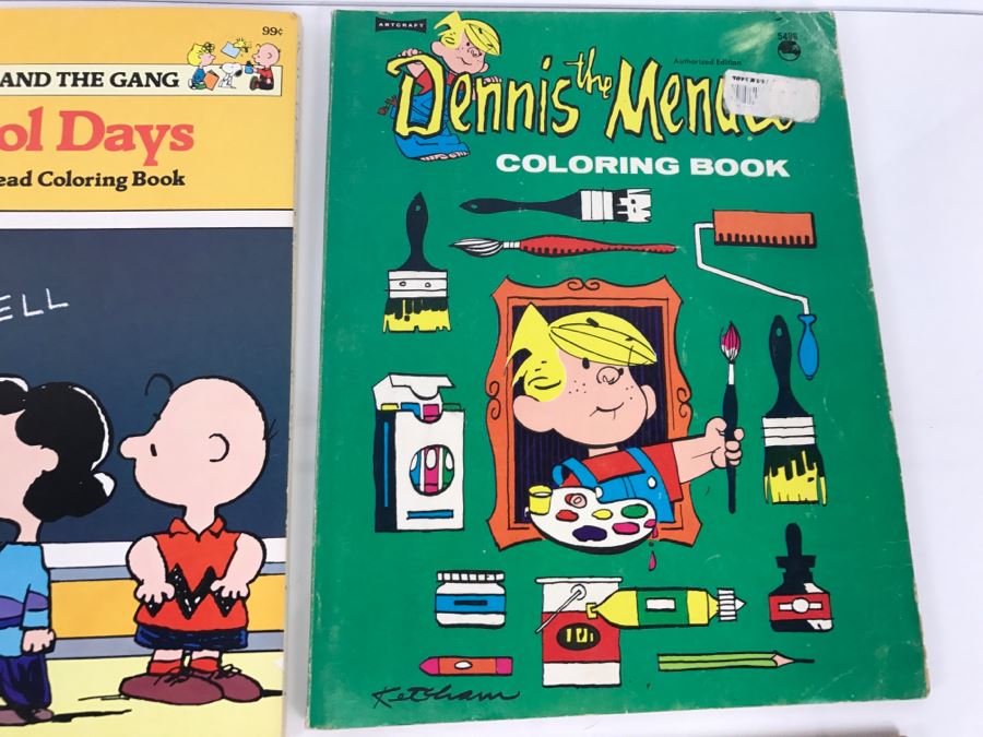 (10) Collection Of Coloring Books Snoopy, Dennis The Menace, The Little Mermaid, Popeye, Bugs Bunny, Dinosaurs, My Melody - New Old Stock [Photo 5]