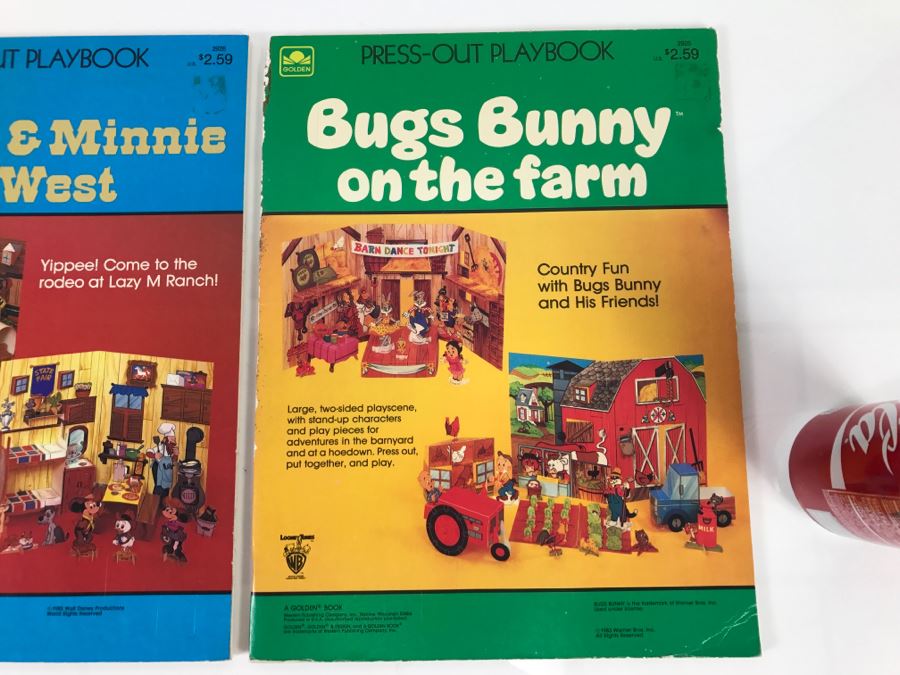(3) Press-Out Playbook Walt Disney's Winnie-The-Pooh & Friends, Mickey & Minnie Out West, Bugs Bunny On The Farm New Old Stock [Photo 13]