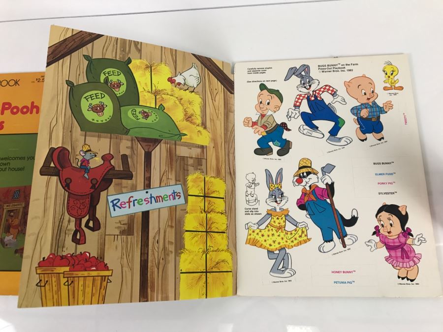 (3) Press-Out Playbook Walt Disney's Winnie-The-Pooh & Friends, Mickey & Minnie Out West, Bugs Bunny On The Farm New Old Stock [Photo 14]