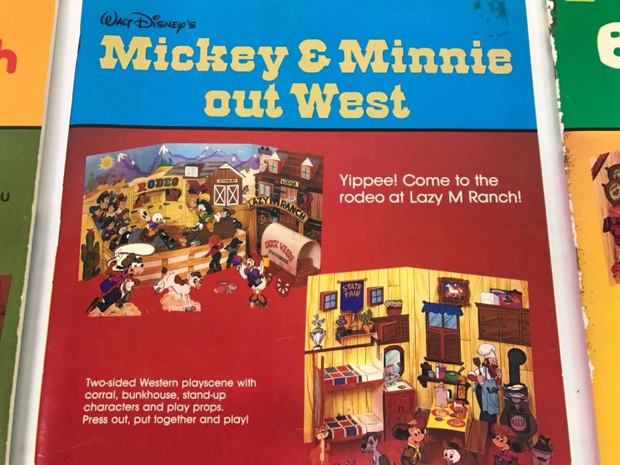 (3) Press-Out Playbook Walt Disney's Winnie-The-Pooh & Friends, Mickey & Minnie Out West, Bugs Bunny On The Farm New Old Stock [Photo 3]