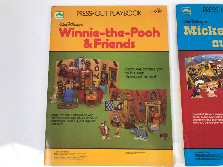 (3) Press-Out Playbook Walt Disney's Winnie-The-Pooh & Friends, Mickey & Minnie Out West, Bugs Bunny On The Farm New Old Stock [Photo 9]