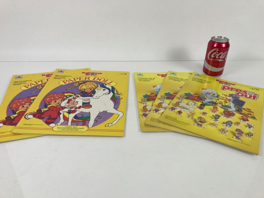 (2) Rainbow Brite Paper Doll Books + (3) Rainbow Brite Press-Out Books New Old Stock [Photo 1]