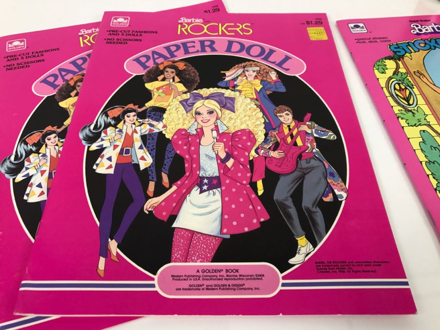 (2) Barbie Rockers Paper Doll Books + (1) Great Shape Barbie Sticker Fun Books New Old Stock [Photo 2]