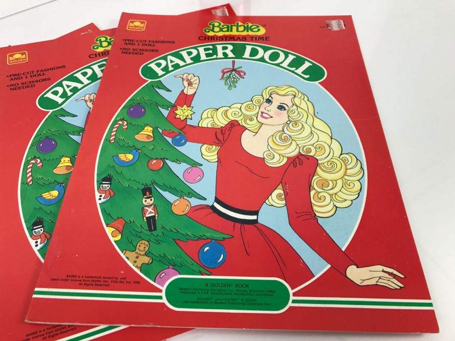(4) Barbie Christmas Time Paper Doll Books New Old Stock [Photo 2]