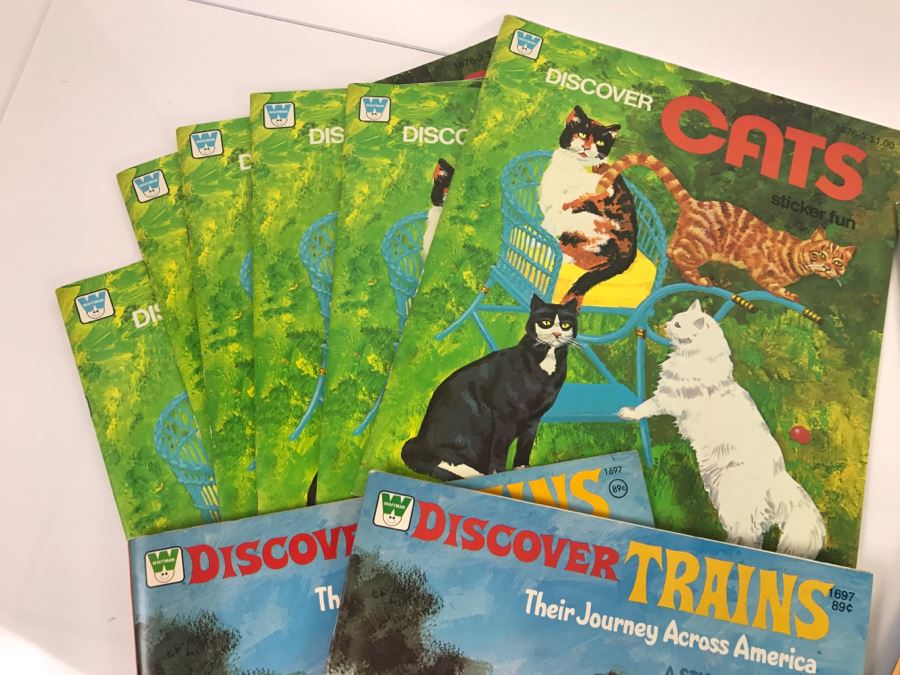 (12) Vintage Sticker Books Discover Cats, Discover Trains, Discover Horses, Discover Wildlife New Old Stock [Photo 6]