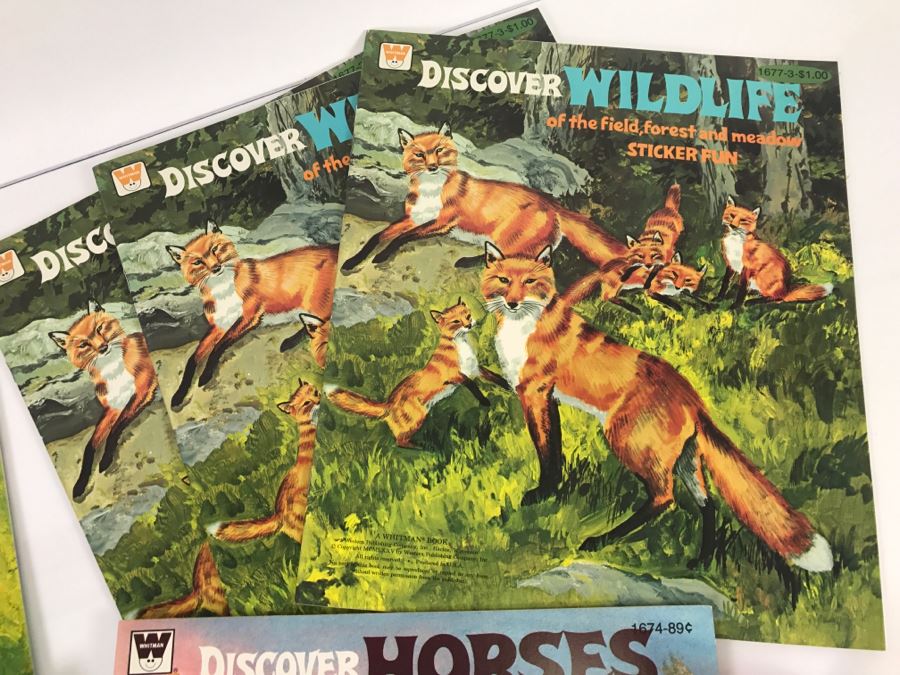 (12) Vintage Sticker Books Discover Cats, Discover Trains, Discover Horses, Discover Wildlife New Old Stock [Photo 5]