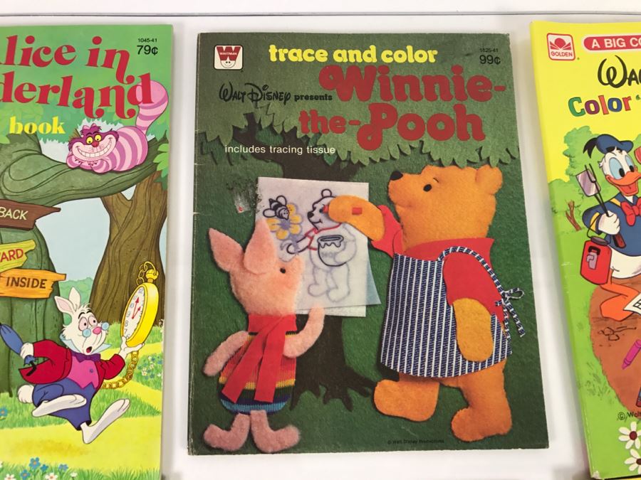 (8) Vintage Color, Activity Sticker Books Walt Disney's Alice In Wonderland, Winnie-The-Pooh, Donald Duck, Goofy, Beauty And The Beast, Disney Babies New Old Stock [Photo 5]