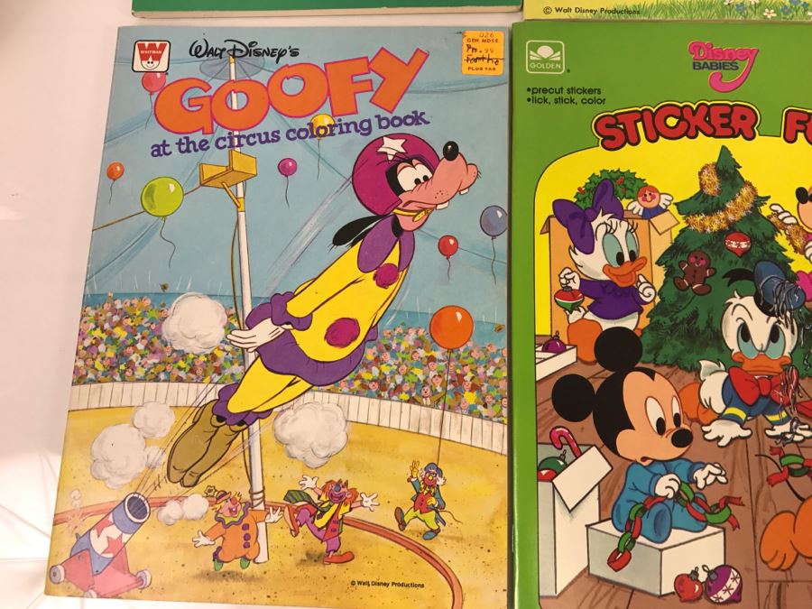 (8) Vintage Color, Activity Sticker Books Walt Disney's Alice In Wonderland, Winnie-The-Pooh, Donald Duck, Goofy, Beauty And The Beast, Disney Babies New Old Stock [Photo 10]