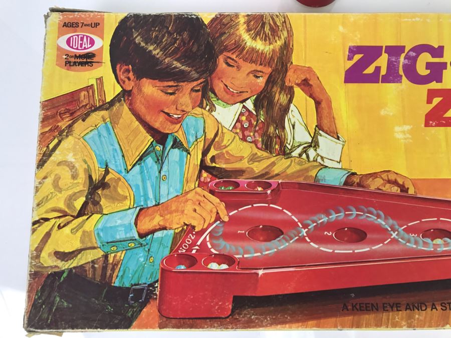 Vintage 1970 IDEAL Zig-Zag Zoom Game Box Has Some Damage [Photo 2]