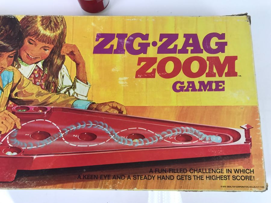 Vintage 1970 IDEAL Zig-Zag Zoom Game Box Has Some Damage