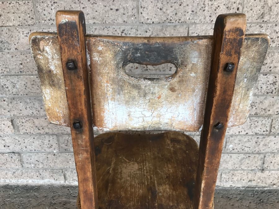 Vintage MONTEREY Furniture Early California Shabby Chic Chair Signed Under Seat -1'4'W X 2'3'H X 1'5'D - See Details [Photo 10]